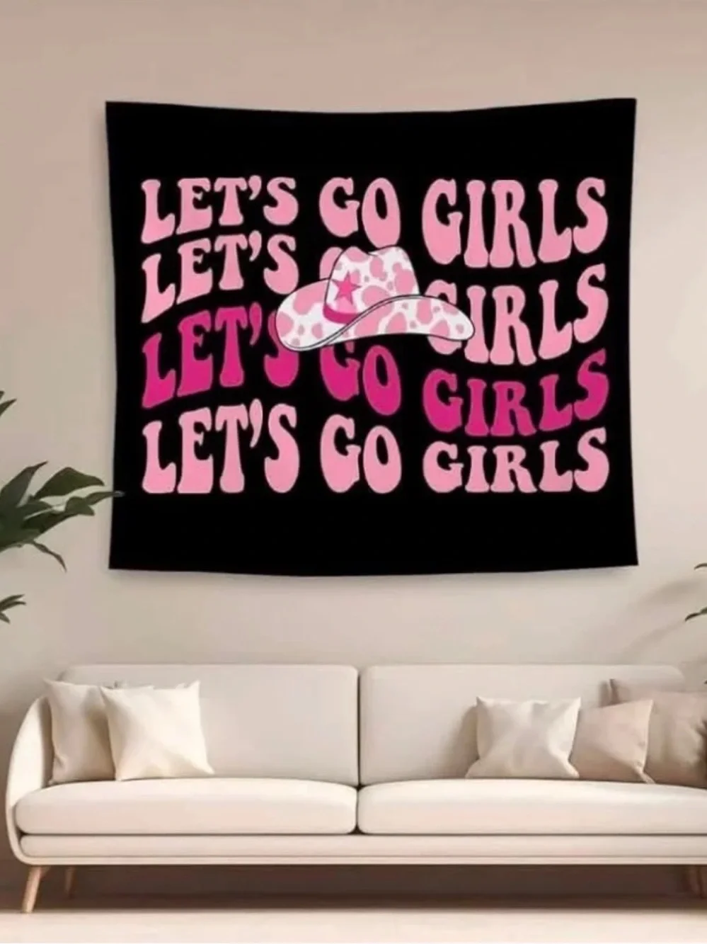 QGFM Hot Pink Tapestry, Let's Go Girls, 50x60 Inches new in package